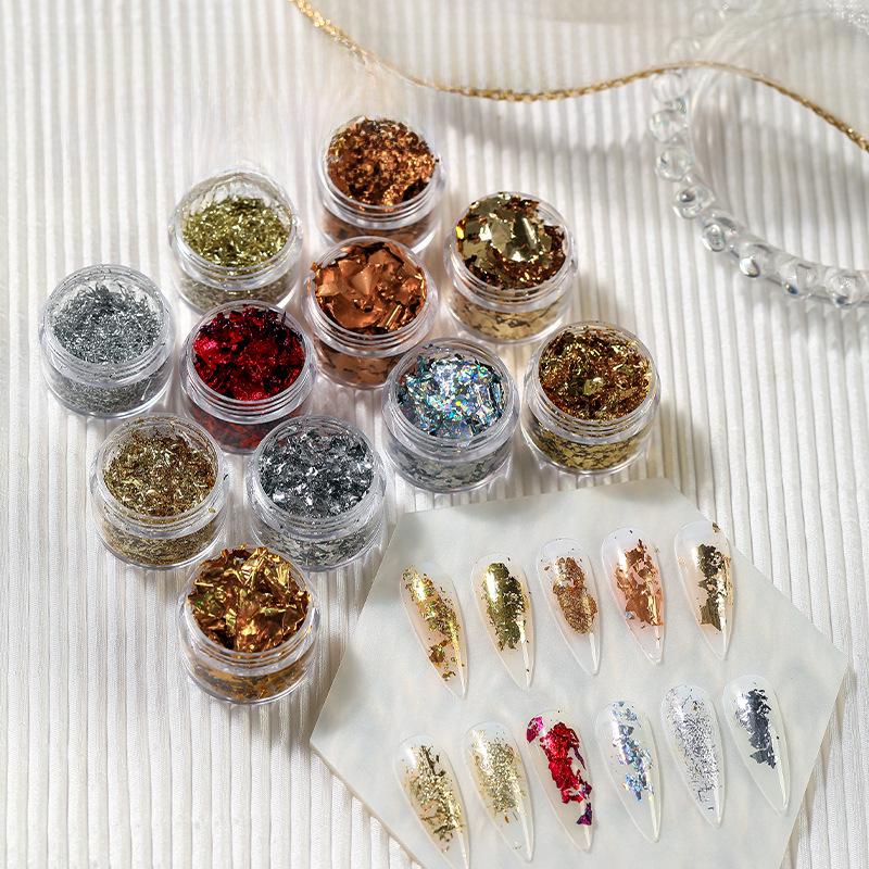 Ultra-Thin Iridescent Gold & Silver Nail Foil Fragments
