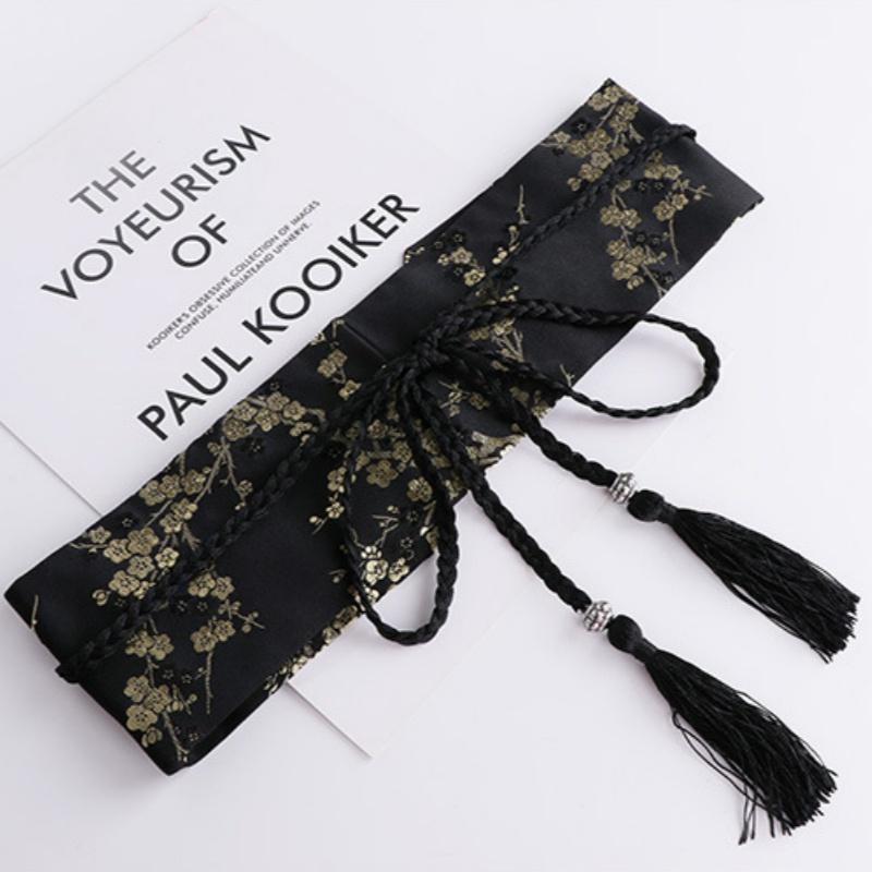 Waistband for Women Vintage Embroidery Floral Bow Tie Belt Chic Elegant Design for Evening