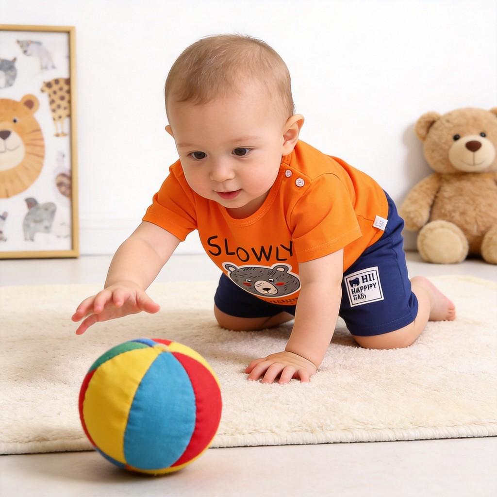 Childrens Cotton Short Sleeve Tshirt And Shorts Set With Cartoon Prints For Toddler Summer Wear