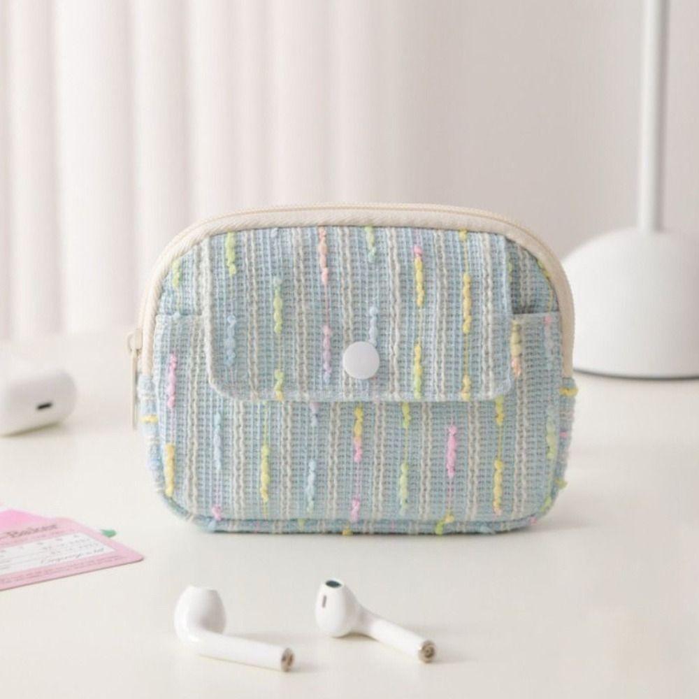 Large Capacity Flip Up Coin Purse Multifunctional Zipper Closure Lipstick Bag Square Shape Soft Material Makeup Bag