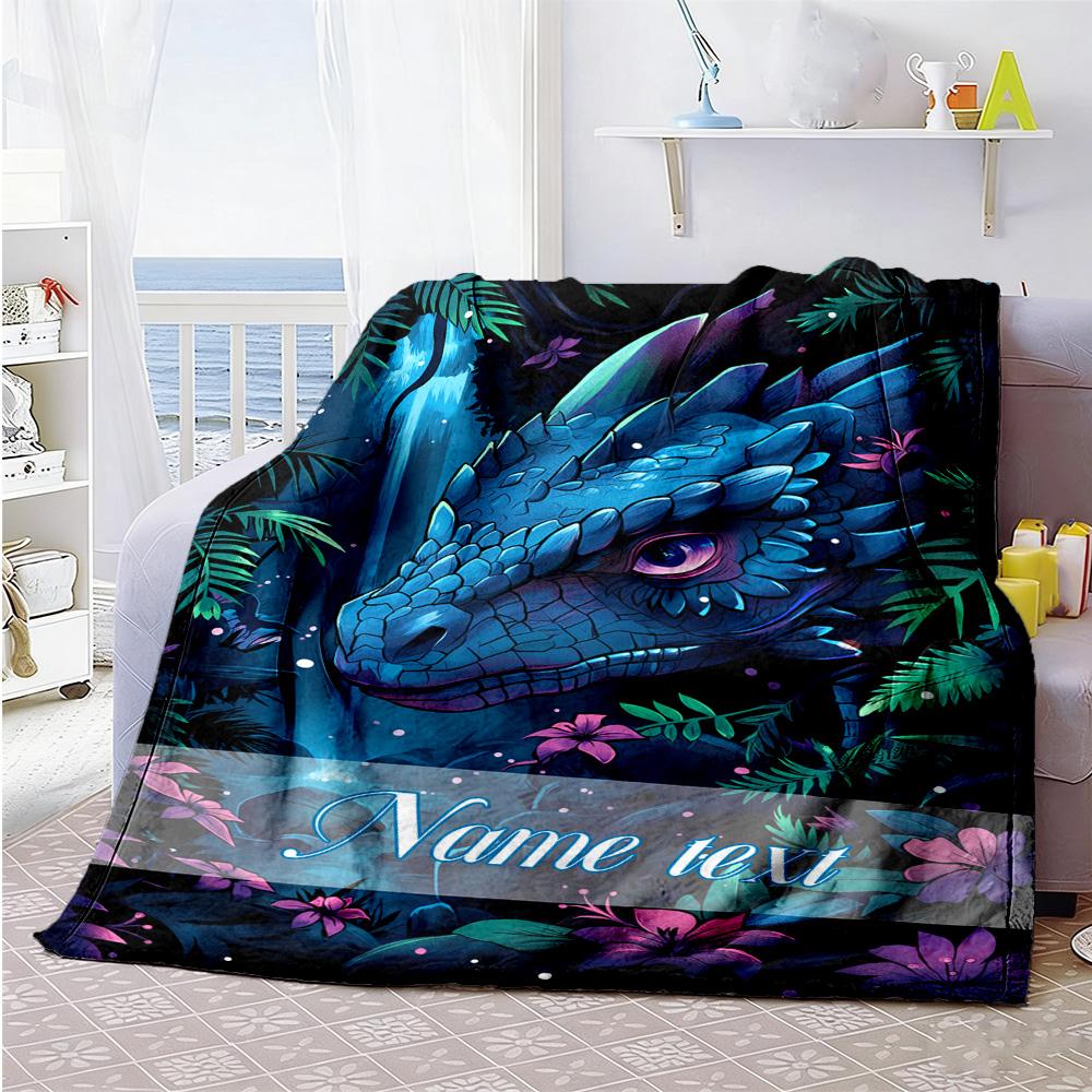 Waterfall Dragon Personalized Name Blanket Multi-purpose Personalized Blanket Soft & Cozy for Home Decor Office Chair Chair Bed