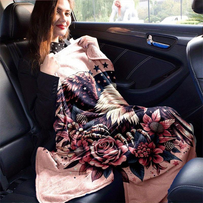 1pc Eagle Printing Lightweight Flannel Blanket, Comfortable and Warm Blanket, for Camping Sofa Bed and Couch Office, in All Seasons
