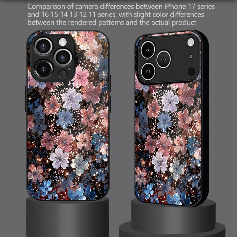 Flower Starburst Pattern 2D Phone Case for iPhone 17 16 15 14 13 12 11 X XR XS Max Pro 8 plus - Glass Protective Cover
