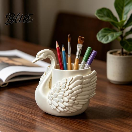 Professional Office Accessories Elegant Swan Pen Holder Durable PLA Pencil Organizer Decorative Large Desktop Clutter Organizer Capacity Container