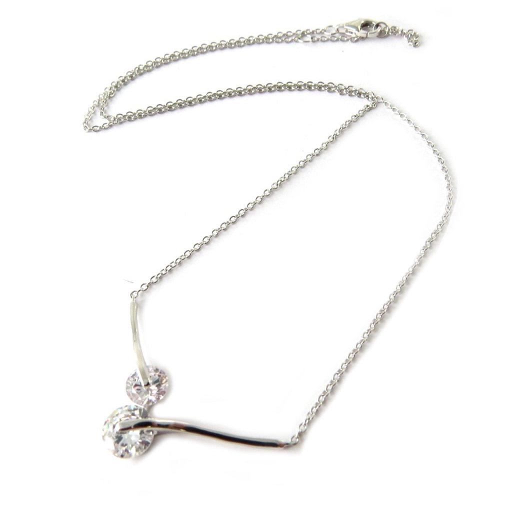 Les Trésors De Lily [N6833] - White 'Sissi' Silver Necklace (rhodium-plated) - 32x25 Mm