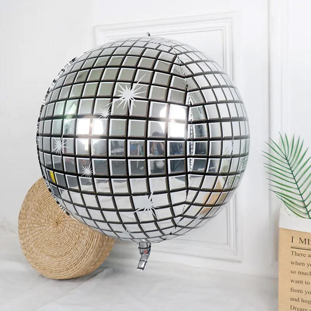 6pcs Disco Foil Balloons 4D Large Round Foil Balloons 22 Inch Ball Helium Mylar Party Balloons for Birthday Party Decoration