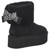 UGG Cuir Fendu Vache Semelle Épaisse Solide Bottes de Neige Courtes Bottes de Neige Femme Noir 1158267-BLK