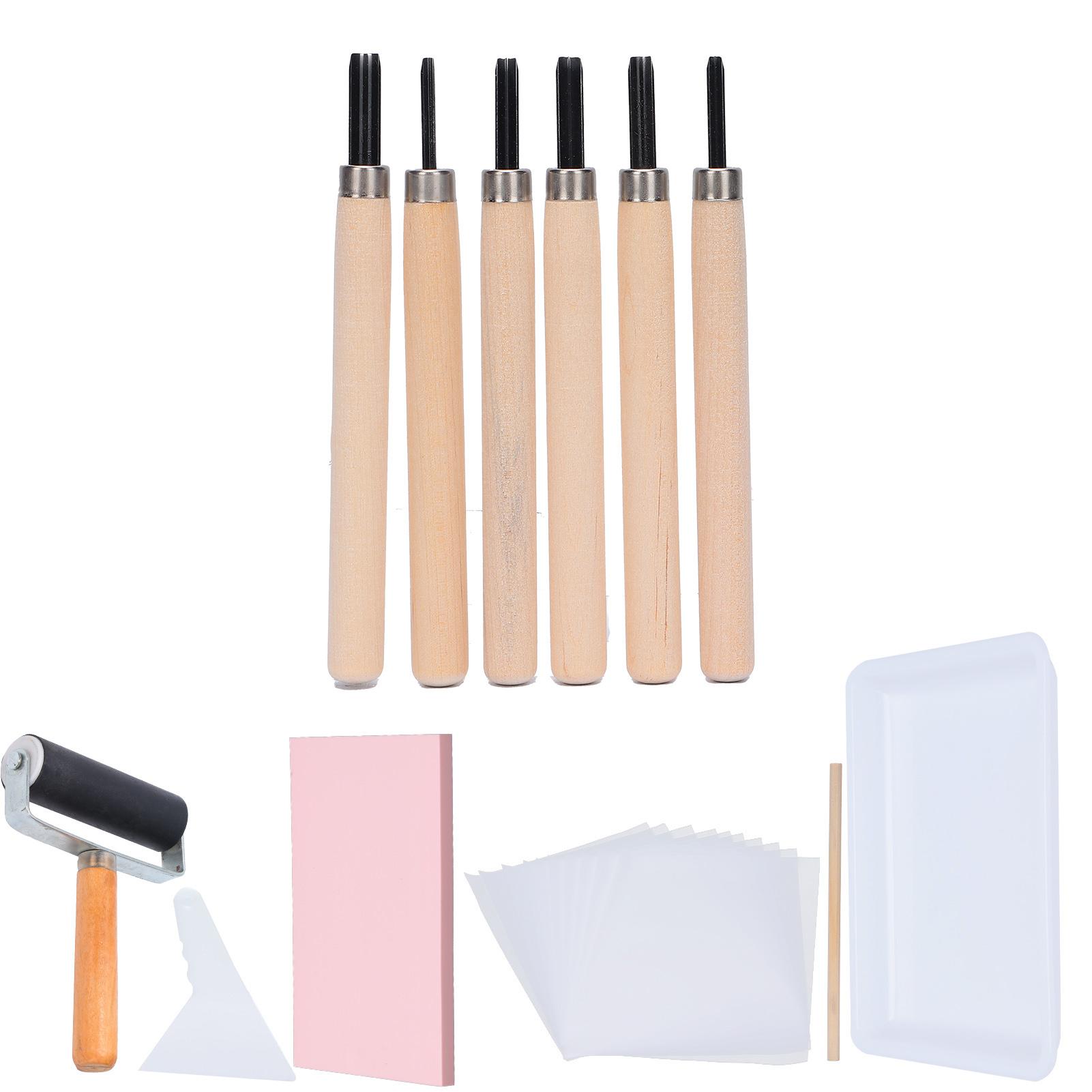 

Rubber Carving Kit Block Stamp Making Set Printmaking Printing Art Craft with Cutter Tools