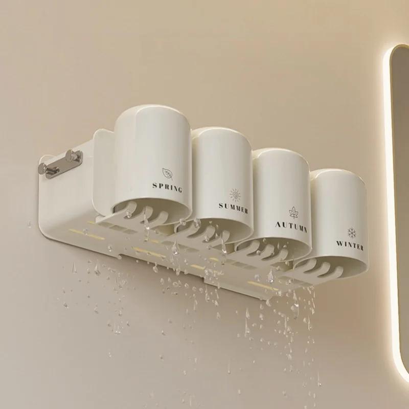 Wall Mounted Toothbrush Holder with Cup Automatic Toothpaste Squeezer Dispenser Suction Cup Bathroom Storage Rack Box for Family