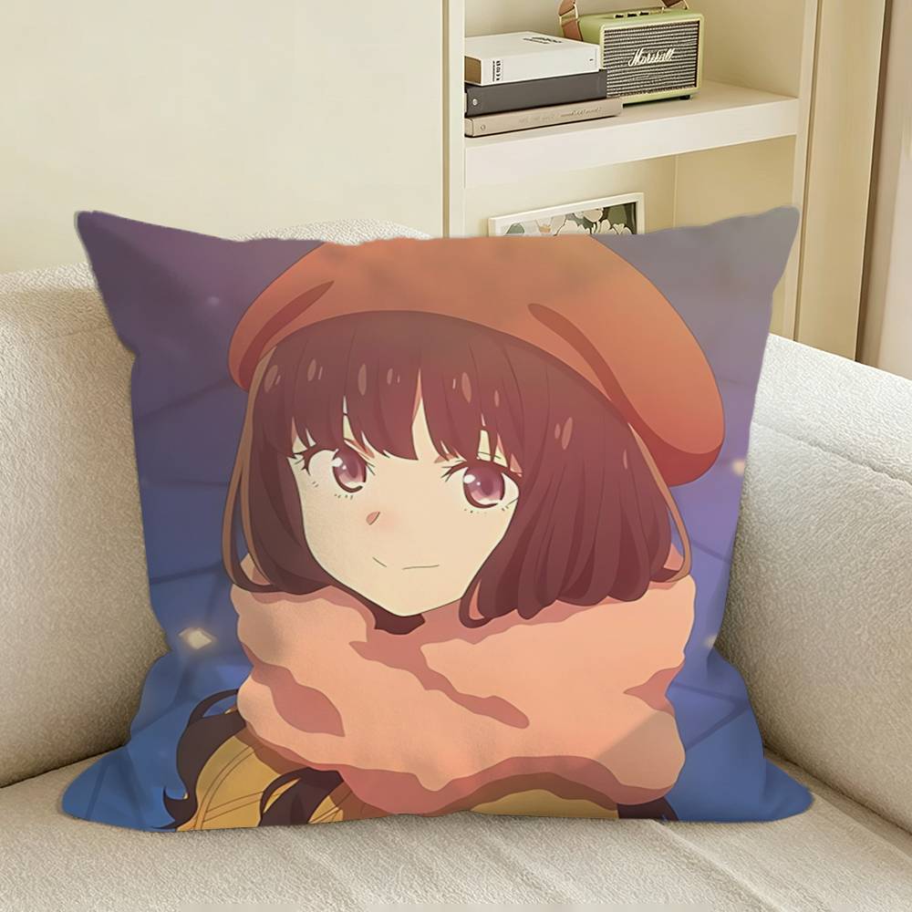 Chisato Anime Lyco Reco Merch Square Sofa Pillow Cover Solid Color Living Room Home Decor Cushion Case