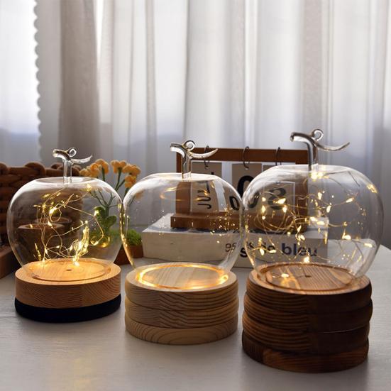 Glaskupa med träbas Klar glaskåpa Dammtät Dekorativ visningskupa för konserverade blommor Miniatyrer Smycken