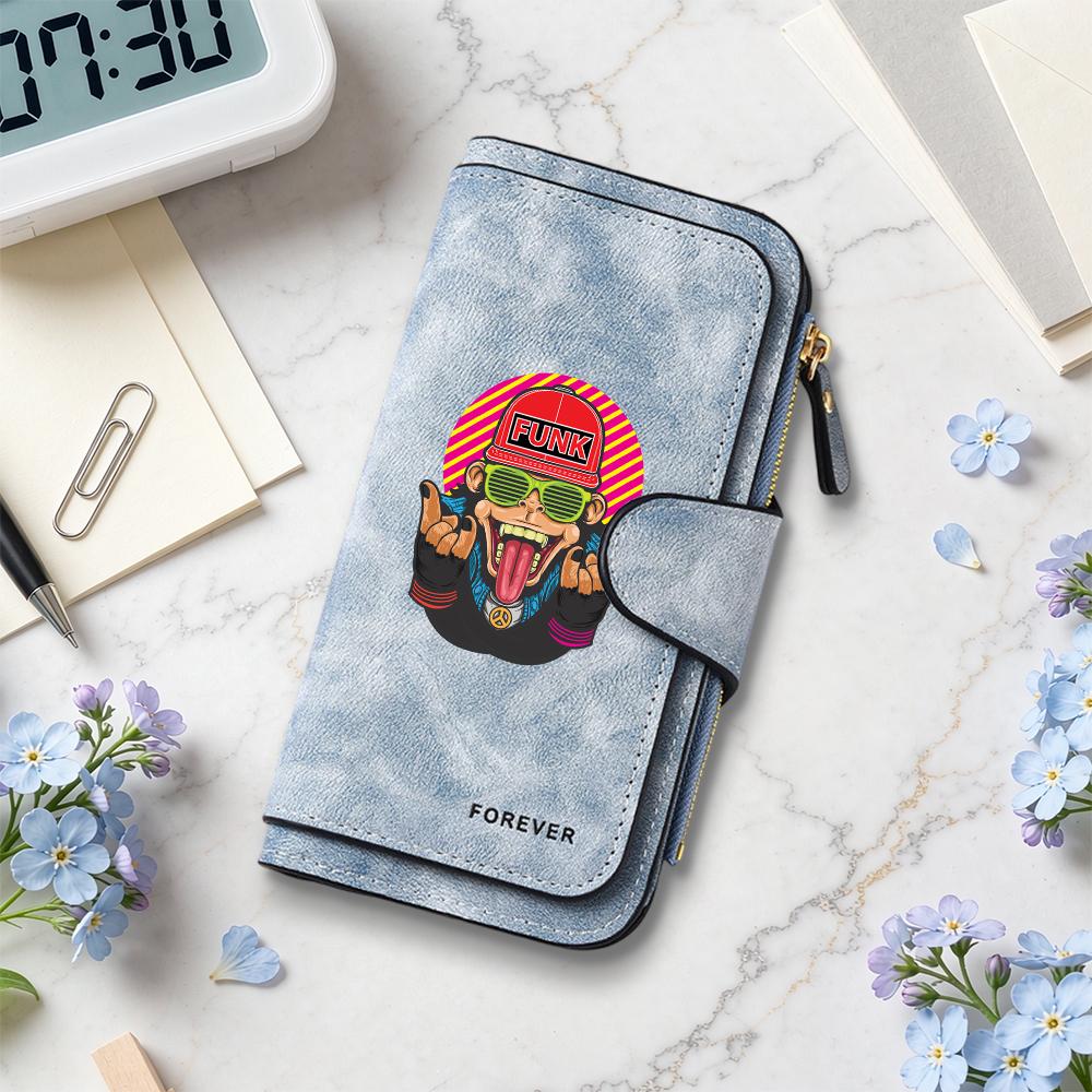 Funky Monkey Printed Long Wallet Casual Portable Multi Card Holder Purse