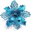 5pcs/lot Christmas Poinsettia Glitter Flowers with Clips Christmas Tree Ornaments Decor for Home Decor New Year Xmas Gifts