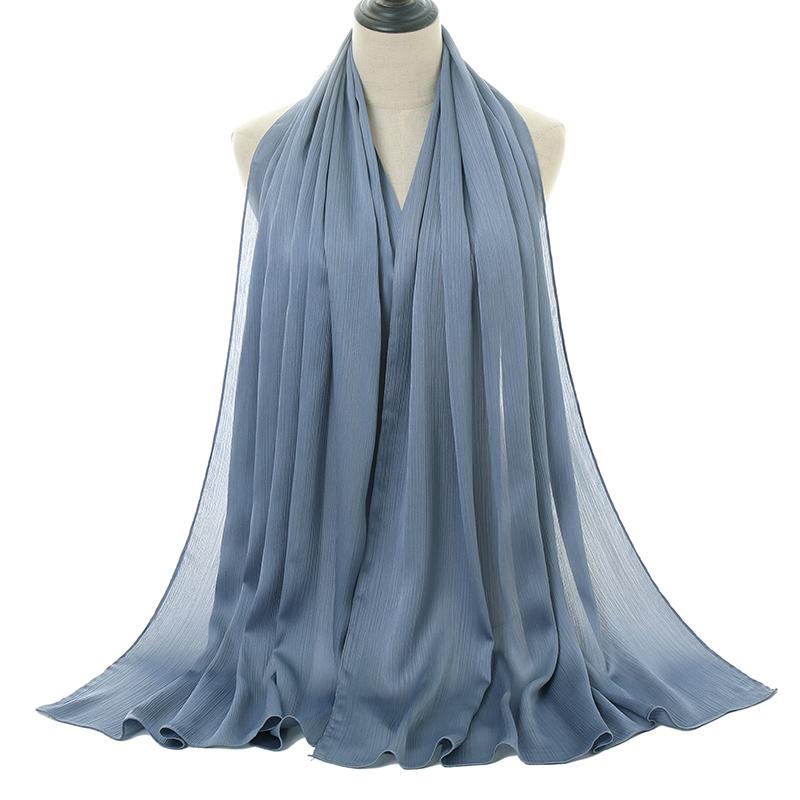 New Arrival Crinkle Satin Chiffon Hijab Scarf Plain Shawls Wrinkle Scarves Women Muslim Turban Solid Color Headscarf 36 Colors