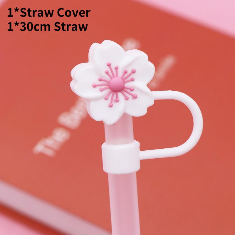 Straw Flower Silicone Cover Straw Cap Dustproof Reusable Stoppers Color Solid