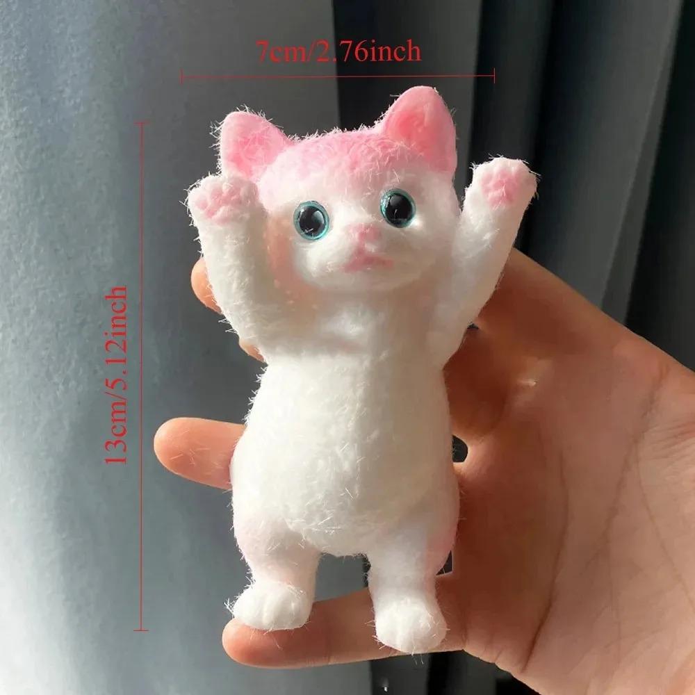 Taba Squishy Cat Toy - Realistic Fluffy Sticky Stress Reliever, Soft Simulation Cat Squeeze Gift for Kids & Adults
