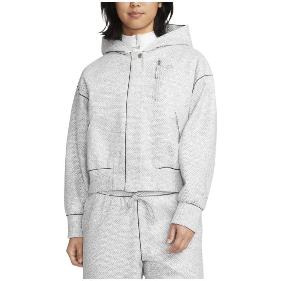 Nike Spor Günlük Kapüşonlu Fermuarlı Crop Ceket Kadın Dış Giyim Açık Gri DQ6668-084