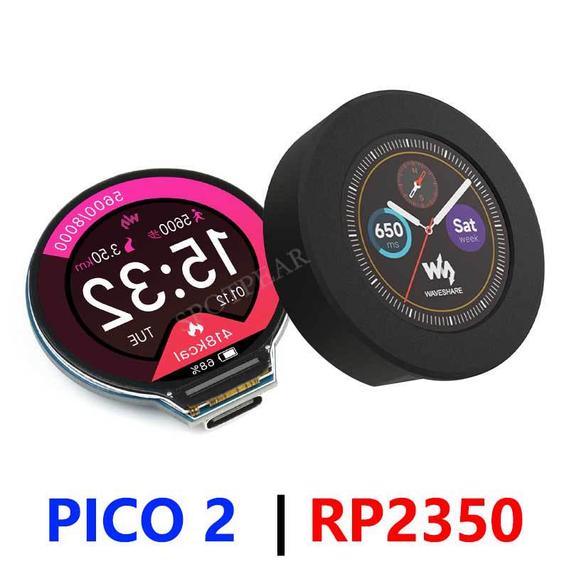 Placă de dezvoltare LCD rotundă Raspberry Pi Pico 2 RP2350 cu senzor pe 6 axe