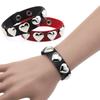 Gothic Punk Heart Stud PU Leather Bracelet, Adjustable Stainless Steel Snap Wrist Cuff Unisex Couple Wristband