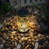 Solar Powered Retro Hanging Lantern Iron Hollow Hanging Lights 120mAh Aesthetic Projection Lamp for Patio Yard Backyard
