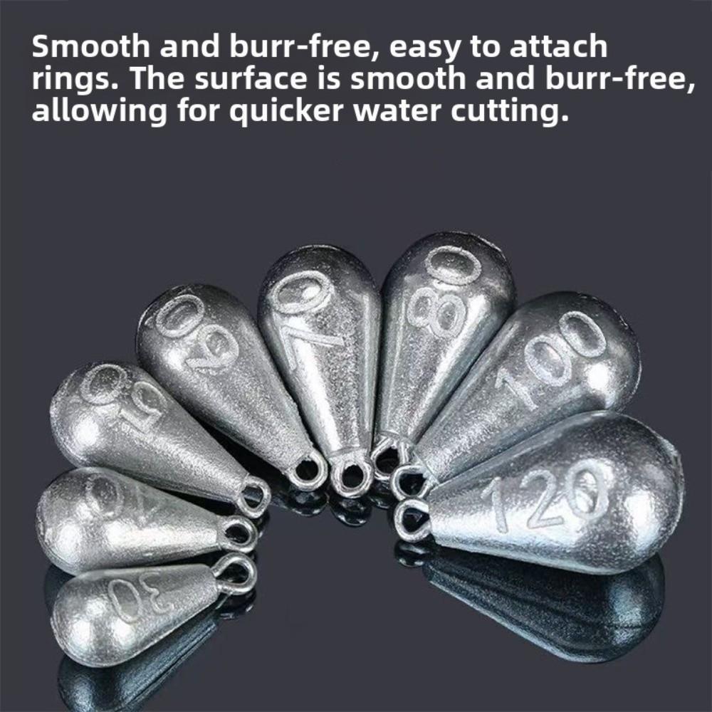 5 Pieces Pack 20g-120g Range Fishing Sinkers Iron Material Teardrop Sinkers  For Fishing