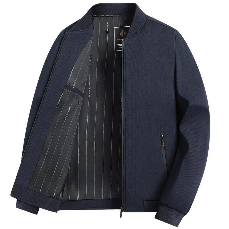Men Jacket Business Casual Men Wear Middle-Aged Dad Spring And Autumn Baseball Collar Plaid Coat