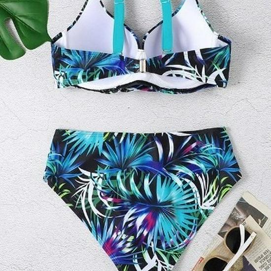Maillot de bain bikini froncé floral européen et américain 2024