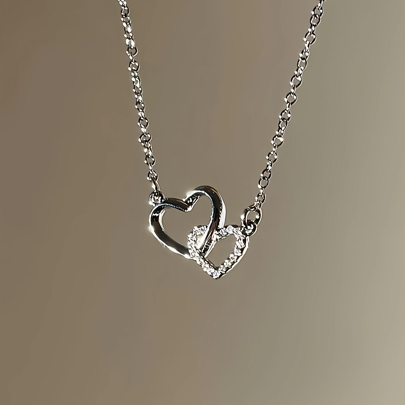 

Double Ring Heart Pendant Necklace, Sexy Cute Y2K Multifunctional Jewelry Suitable for Everyday and Party Occasions, Ideal Gift for Girlfriend