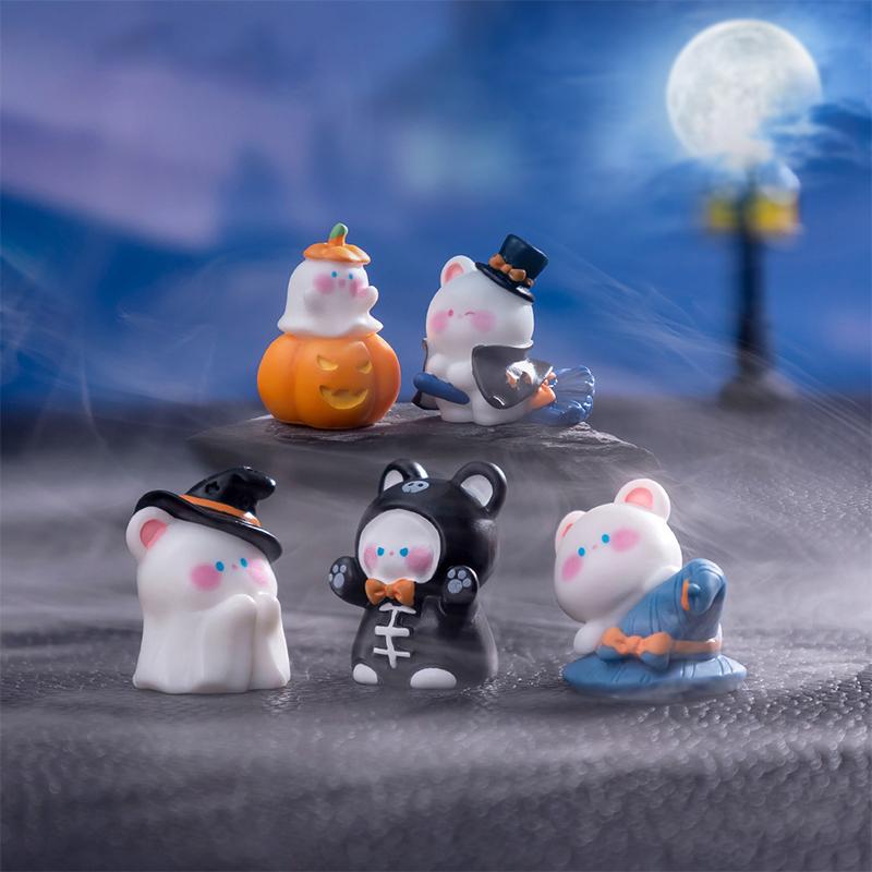 Mini żywiczna statuetka ducha, dyni, zwierzęcia na Halloween, mikro krajobraz, dekoracje na biurko do domu, samochodu