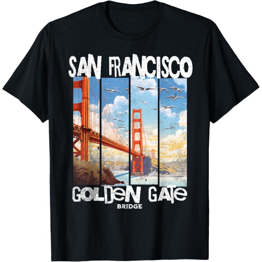 San Francisco Golden Gate Bridge CA Blue Sky Iconic Fog City T-Shirt S