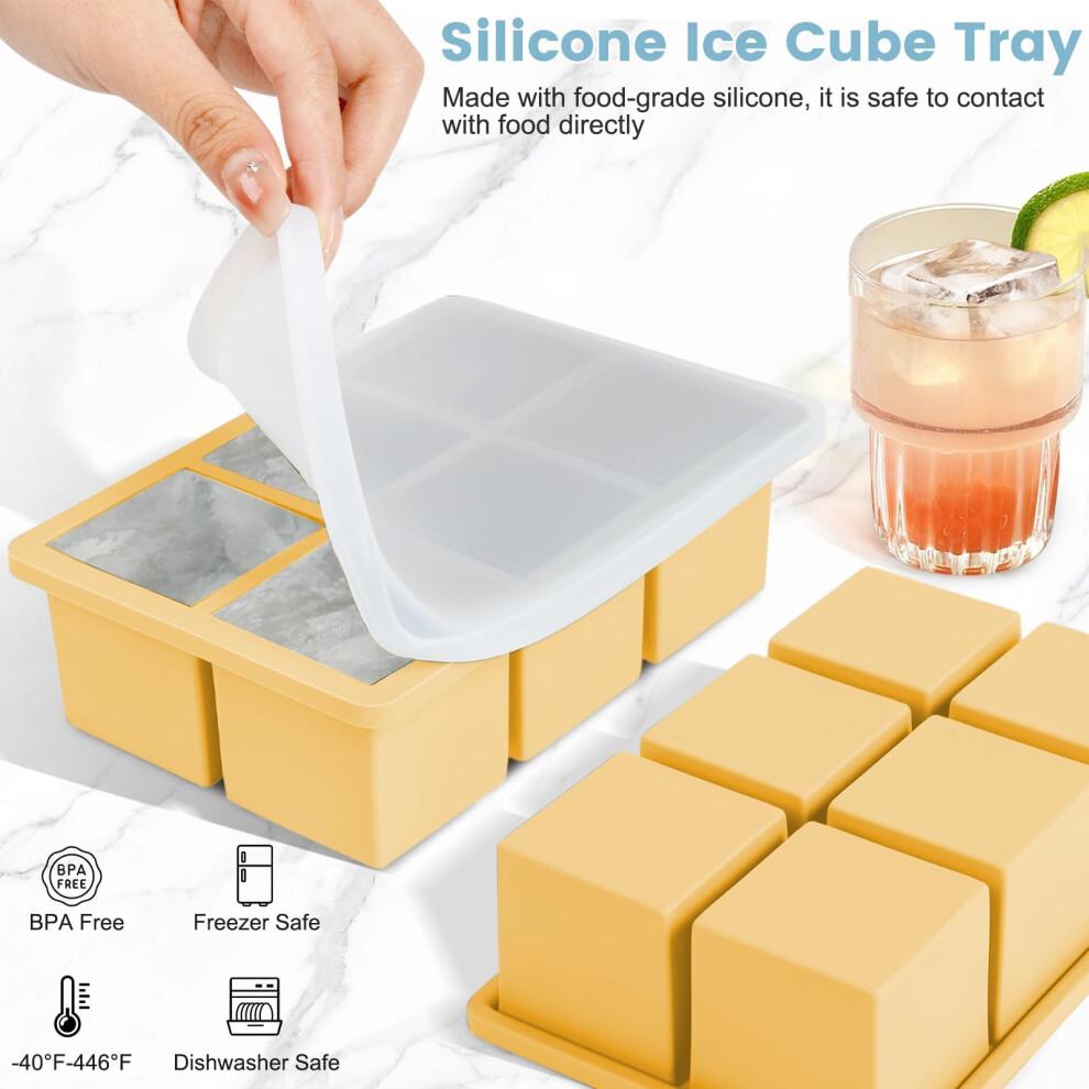 Large Silicone Ice Cube Tray 3Pack - SAWNZC Big Square Ice Cube Molds