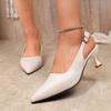 Fashion Women High Heel Sandals 2025 New Fashion Slip On Heels Women Pointed Toe Slingbacks Wedding Shoes Elegant Low Heels Dress Shoes