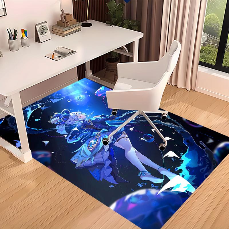 1 Stück Genshin Impact Furina Druck Teppich - Weiche, Waschbare Rutschfeste Indoor-Matte für Bürostühle, Wohnzimmer, Home Office Dekorteppich