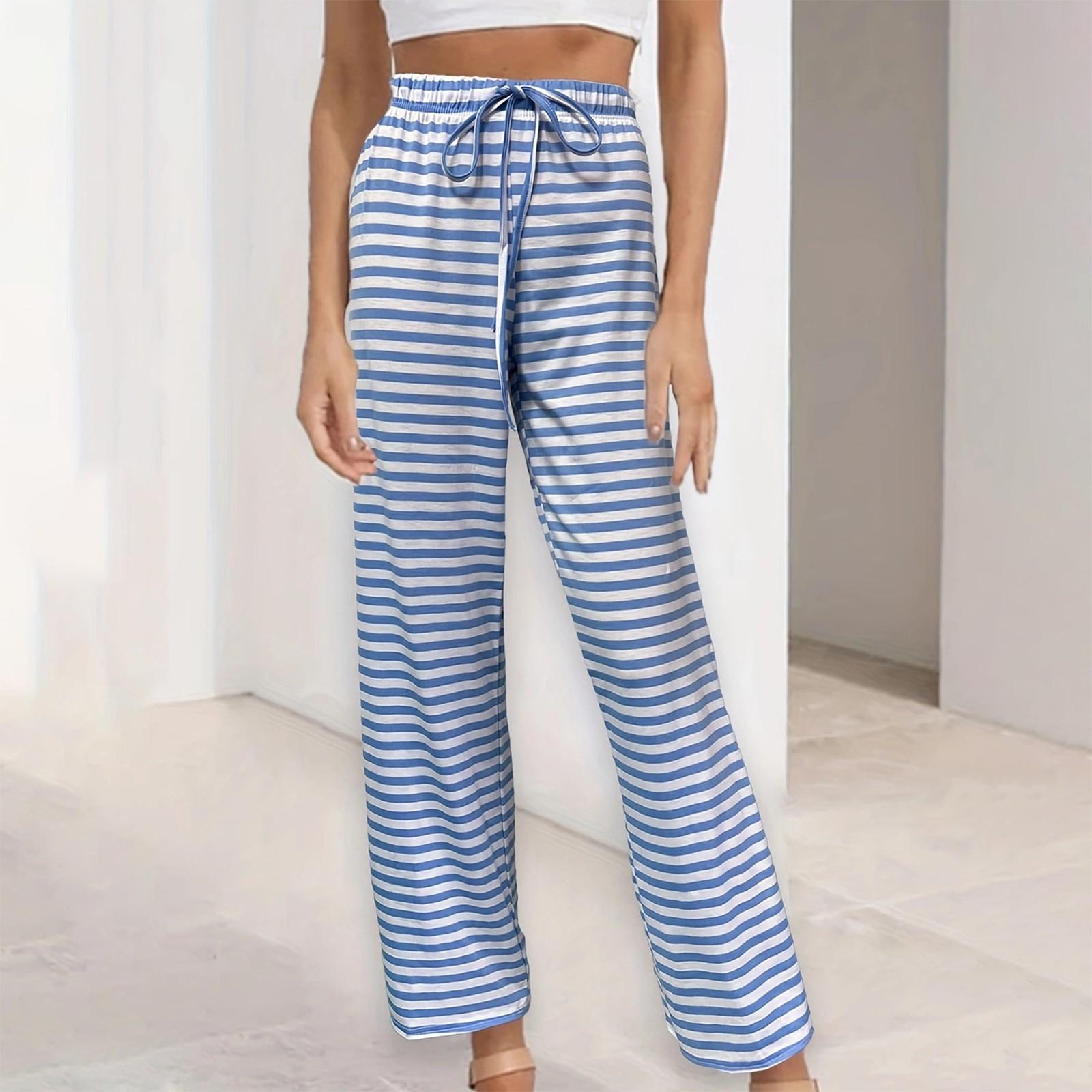 

Женские повседневные брюки. Удобные повседневные эластичные широкие брюки на шнурке. XL небесно-голубой