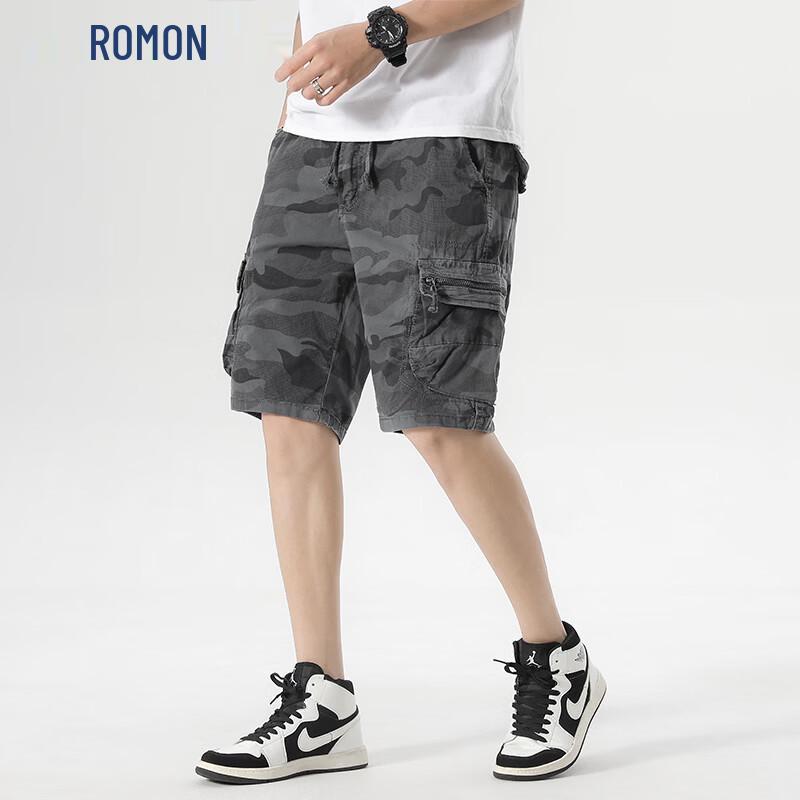 ROMON Men s Summer Quick-Dry Cotton Casual Cargo Shorts 34