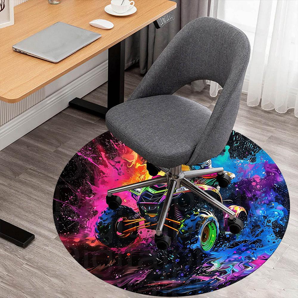 

1pc ATV colorful Round Chair mat Area Rug - Non-Slip, Floor Mat for Office, Bedroom, and Indoor Decor-1002295 80cm by 80cm
