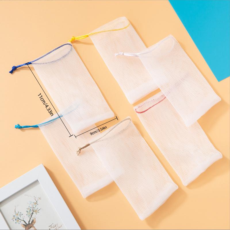White Foam Soap Mesh Thickened Mesh Hangable Facial Cleanser Soap Mesh Bags Foaming Handmade Bag Household Cleaning Supplies