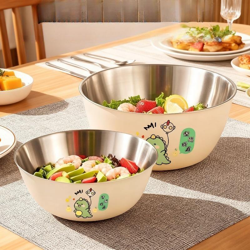 1 Stück Salatschüssel mit großem Fassungsvermögen aus verdicktem Edelstahl, geeignet für Heimküchen, Waschbecken, Gemüsewaschen, Eierschlagen, Kochschüsseln