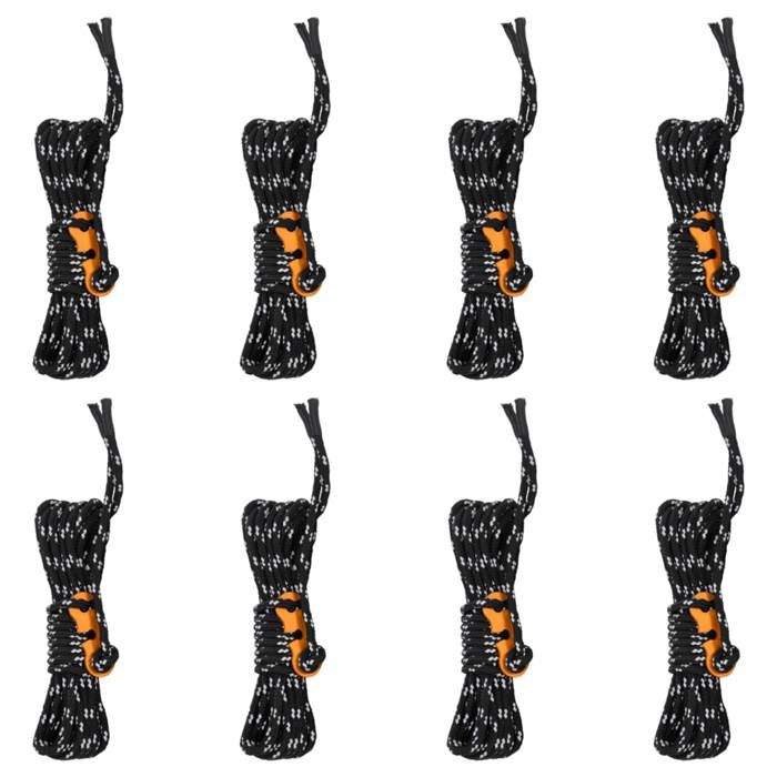 VidaXL Cordes de haubanage avec clés réfléchissantes 8 pcs 4 m 4 mm, corde de haubanage, corde de haubanage réfléchissante, 4008135