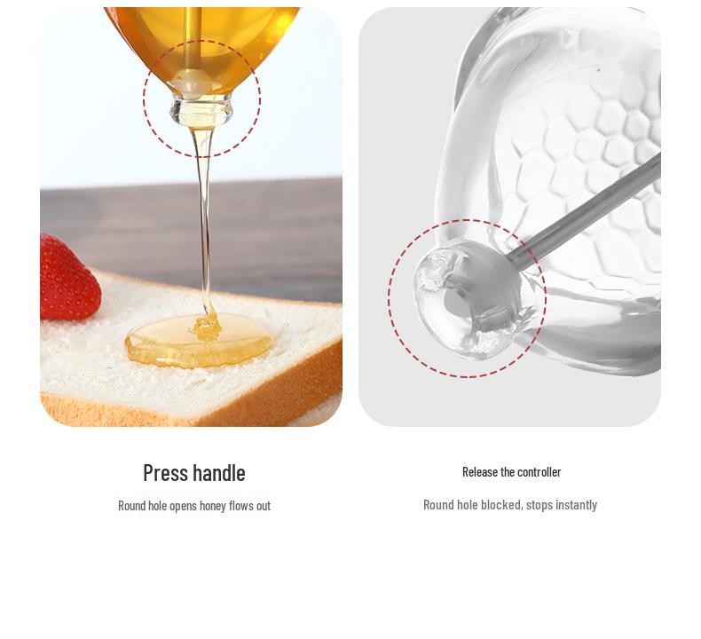 Innowacyjny Hermetyczny Szklany Dozownik Miodu i Syropu z Lejkiem i Podstawką