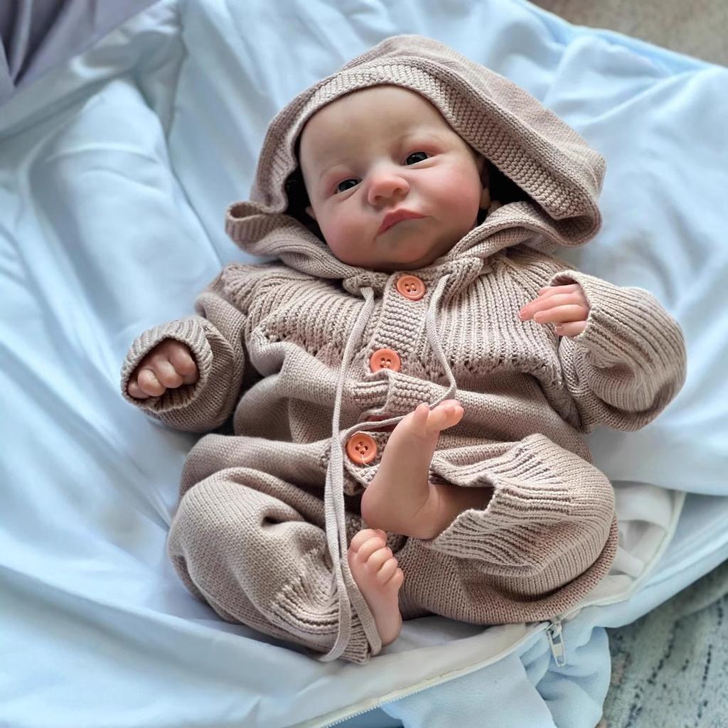 49cm Realistic Reborn Doll Baby Girl Doll -Full Body Silicone Bath Doll 3D Skin with Visible Veins & Hand-Rooted Hair