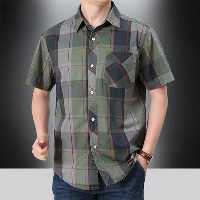 Verão nova xadrez camisa de manga curta tamanho grande algodão masculino meia manga respirável workwear camisa fina