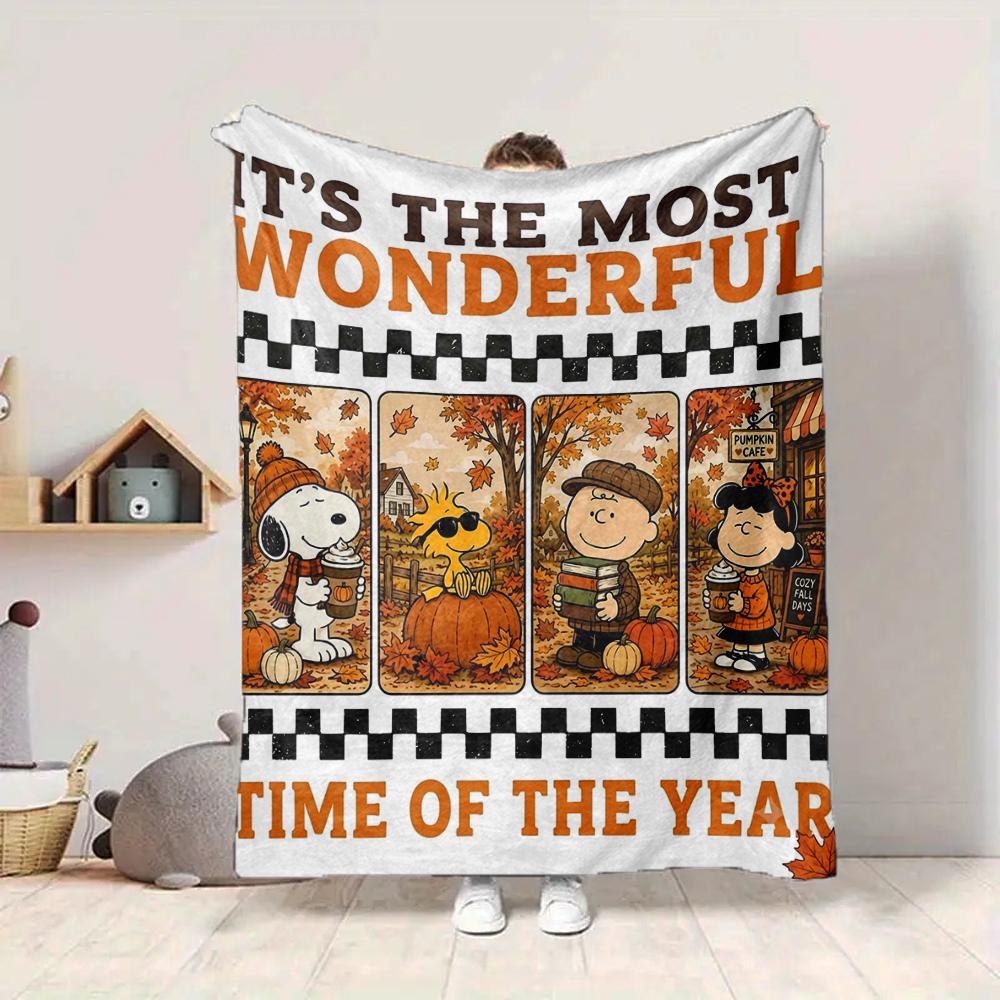 1Pc Snoopy'S Halloween Adventure Blanket Soft And Comfortable Casual Warm Camping Travel Christmas Halloween Gift M91789