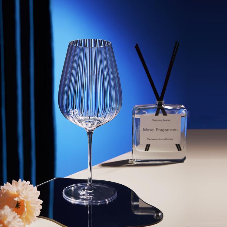 Modern Striped Vertical Transparent Glass, Red Wine & Champagne Glass for Home Parties