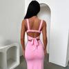 European and American Summer Sexy Sleeveless Solid Color Slim Fit Slit Backless Dress