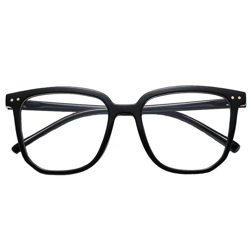2024 Anti-Blue Light Square Frame Glasses for Men & Women - Korean Style, No Makeup Look, Large Frame