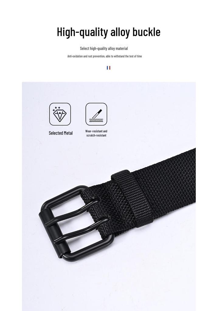 Men's Fashion Pin Buckle Leather & Nylon Woven Canvas Belt
