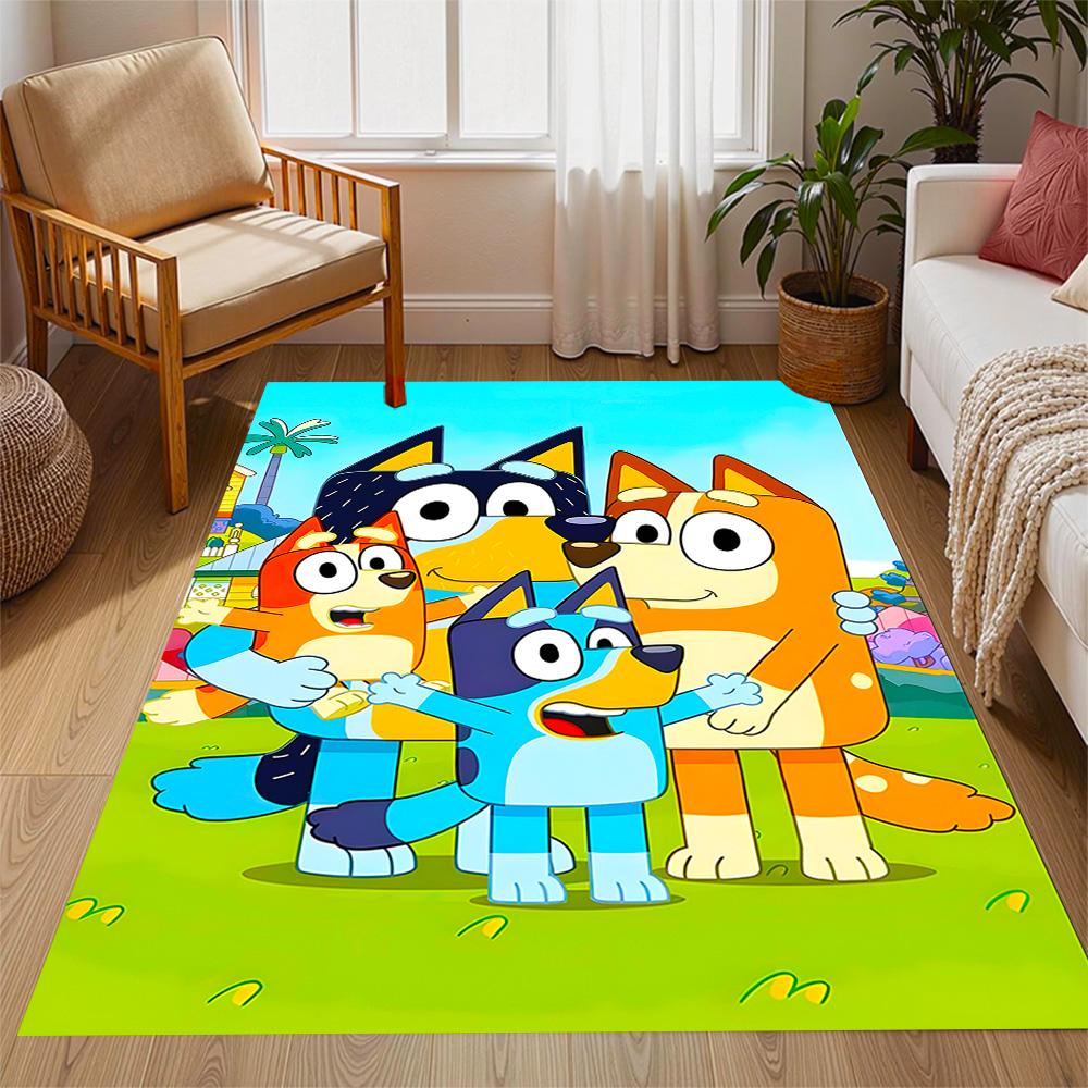 Tappeti Antiscivolo a Tema Amici Colorati di Bluey - Arredamento per la Casa in Poliestere, Adatti per Camere da Letto, Soggiorni, Ingressi, Studi e Decorazioni