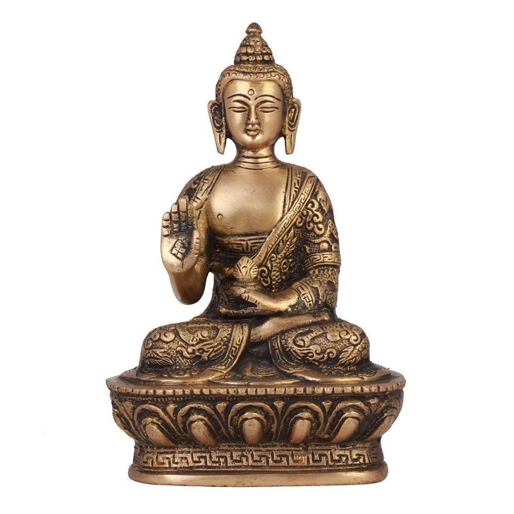 Binecuvântare din alamă Gautam Buddha pentru decorul sufrageriei în culoare aurie Înălțime 7 inci Idol Buddha pentru decorul casei