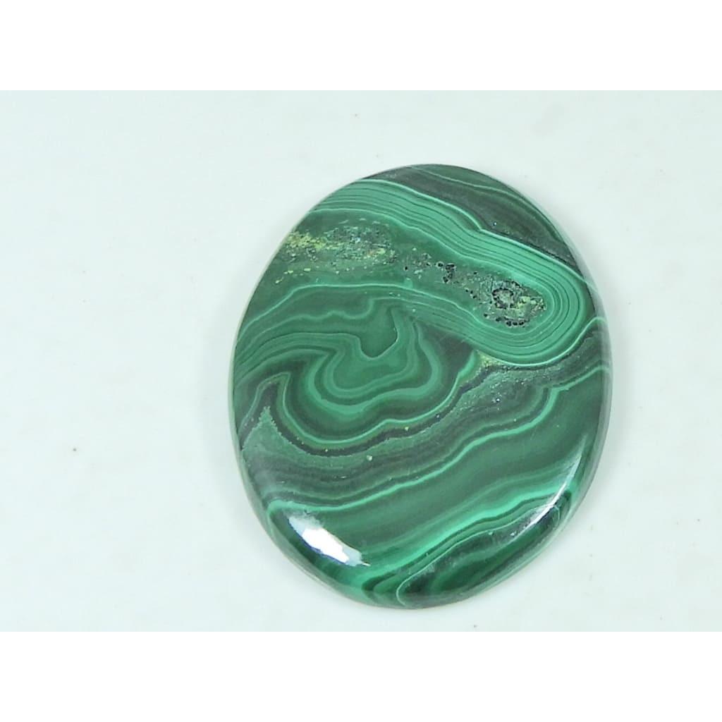 29X37X04MM Natural Green Malachite Oval Shape Cabochon Loose Gemstone 64Cts. G-255